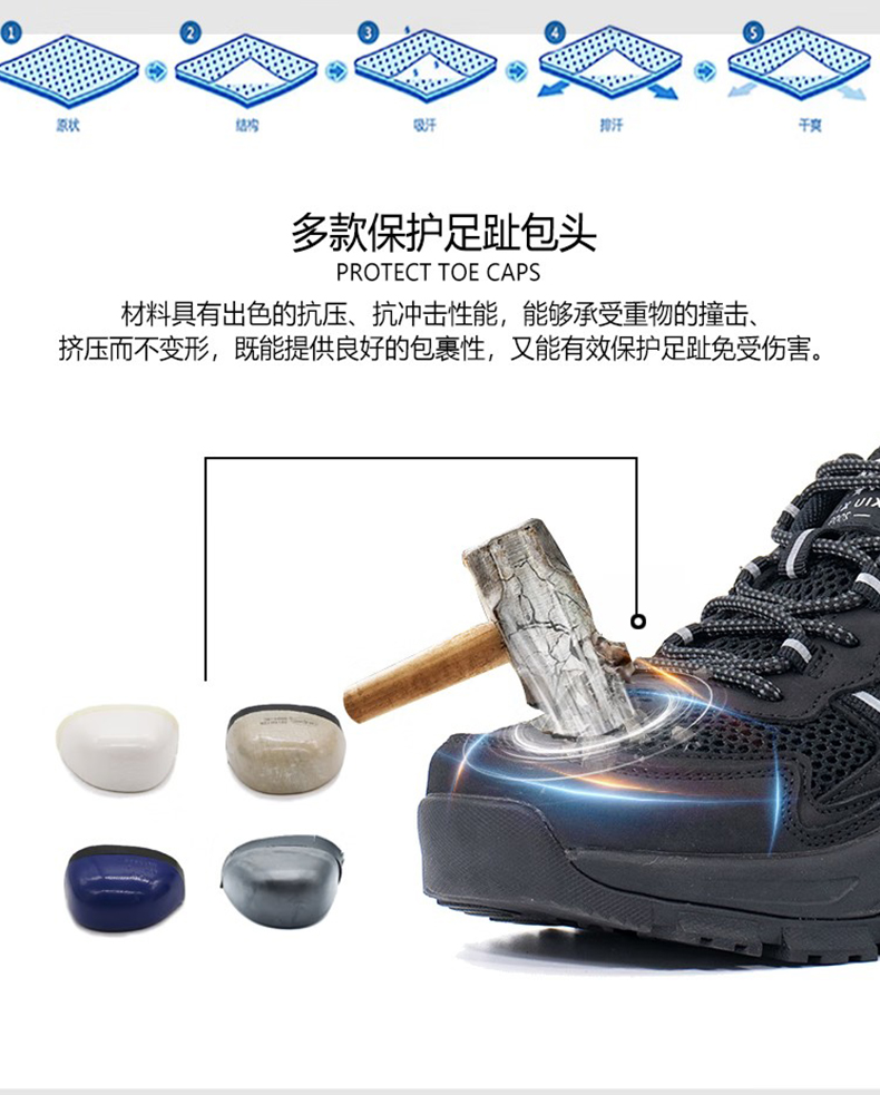 百集BJ7189黑色舒適耐磨防滑防刺穿安全鞋3