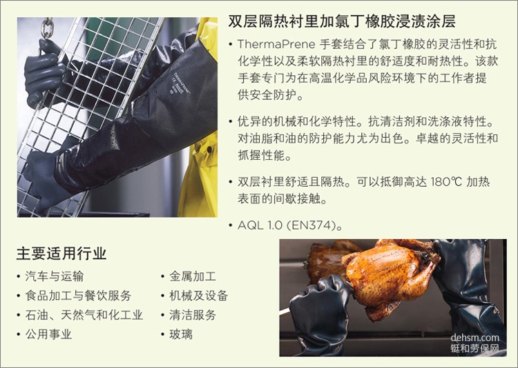 Ansell安思爾19-024耐高溫手套氯丁橡膠浸漬涂層