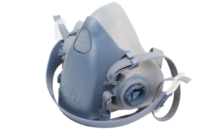 3M7501硅膠半面罩防毒面具圖片-側面