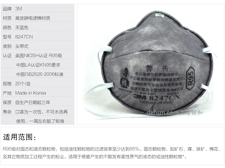 3M8247R95有機蒸氣異味及顆粒物防護口罩特點性能介紹