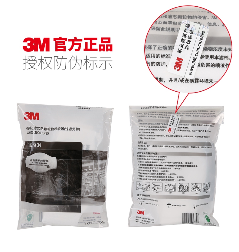 3M1705CN濾棉KN95濾棉包裝袋圖片-正面