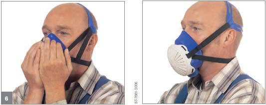 佩戴后，檢查防塵面罩密閉性