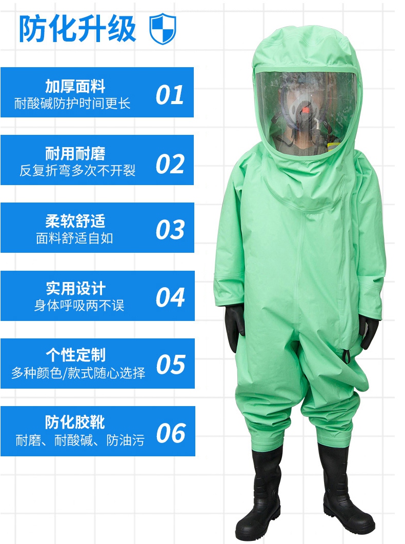 定和DH551特級重型全封閉防化服加厚面料,耐用耐磨