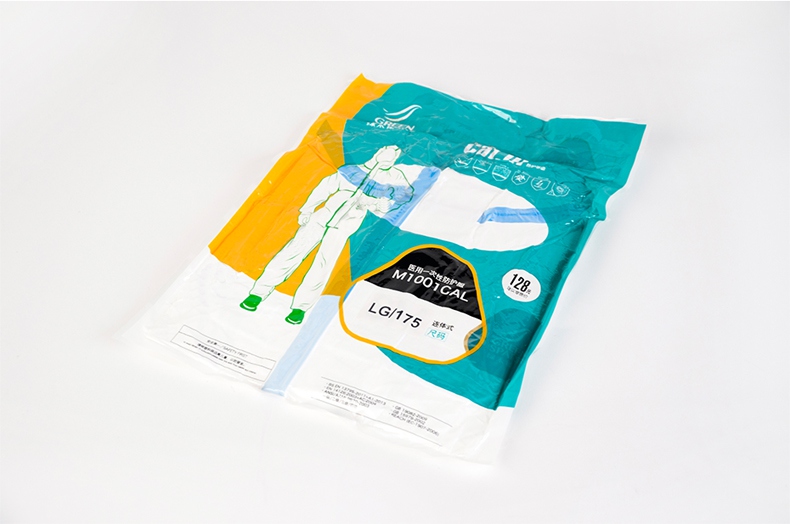 綠禾雀一次性醫(yī)用防護服包裝圖